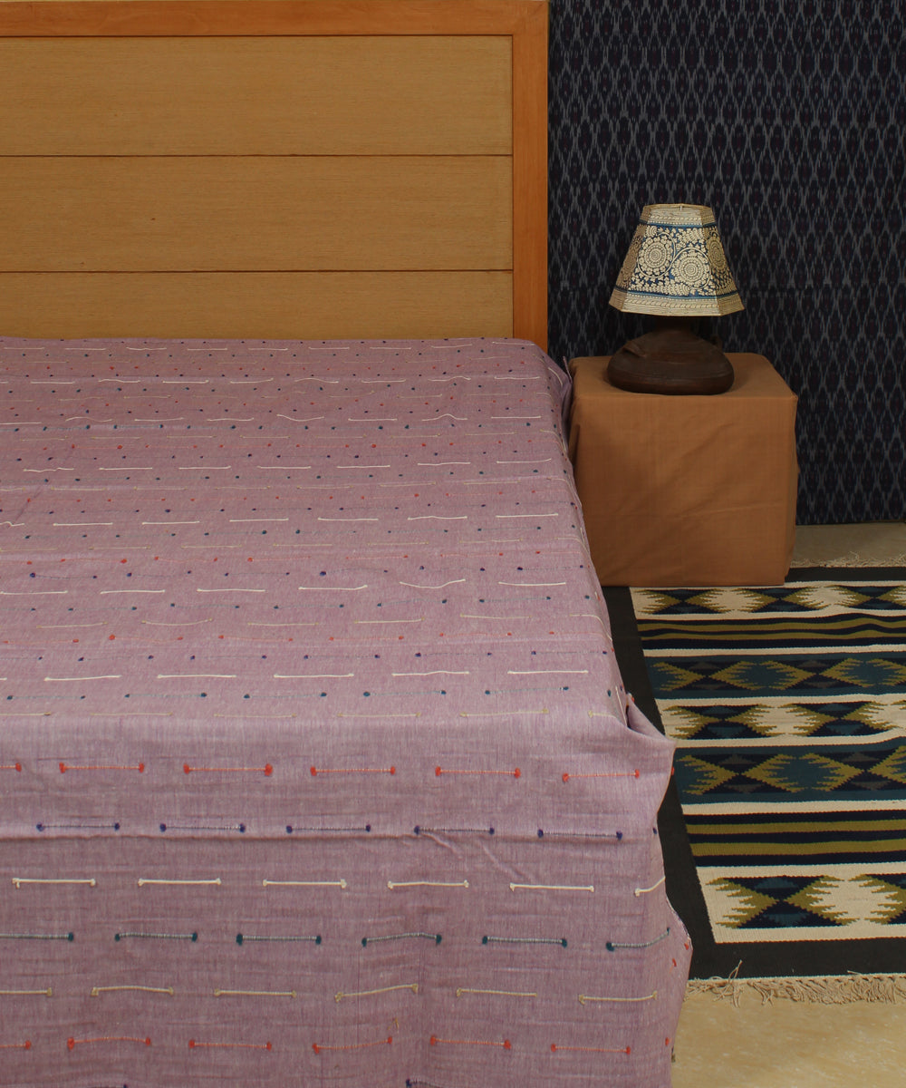 Light Mauve Handwoven Cotton Bed Cover