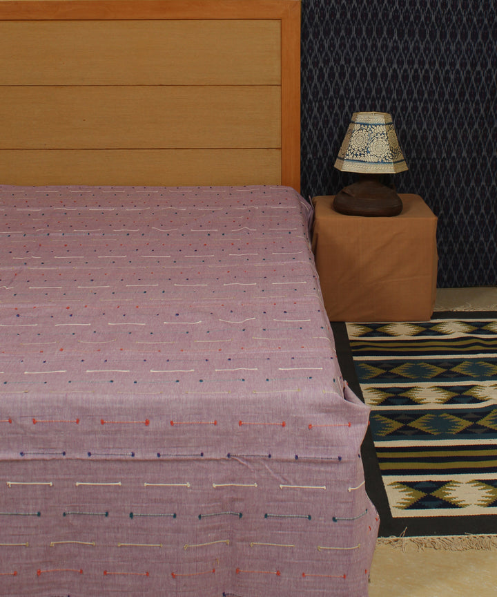 Light Mauve Handwoven Cotton Bed Cover