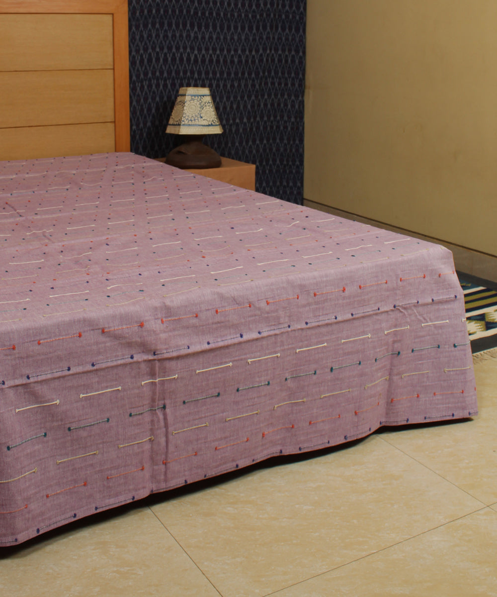 Light Mauve Handwoven Cotton Bed Cover