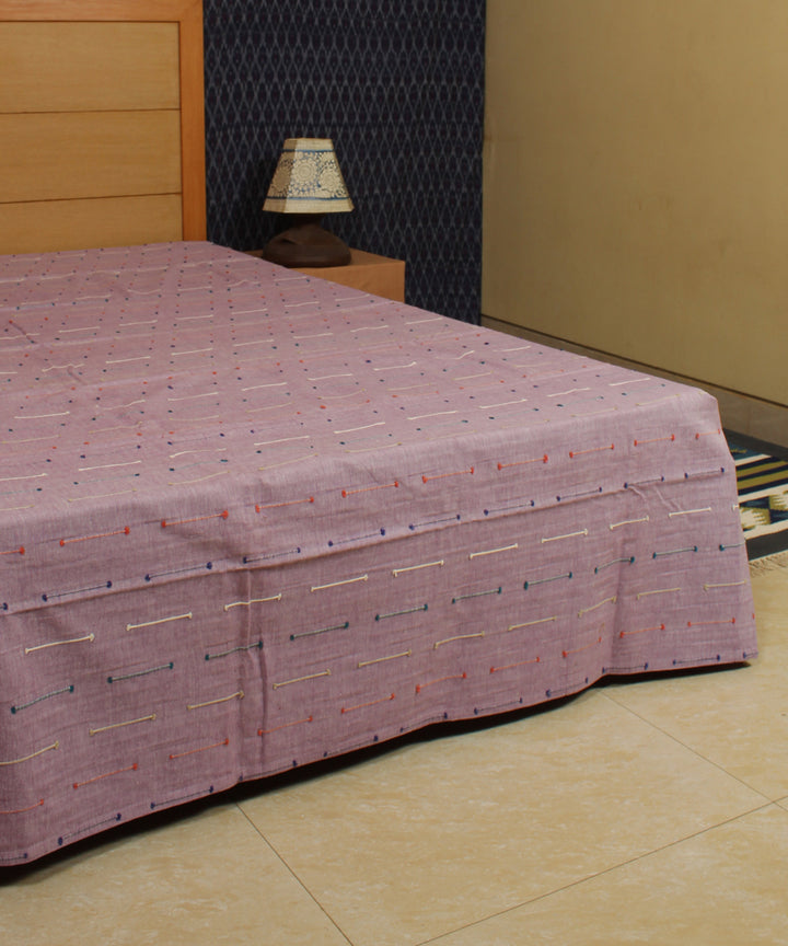 Light Mauve Handwoven Cotton Bed Cover