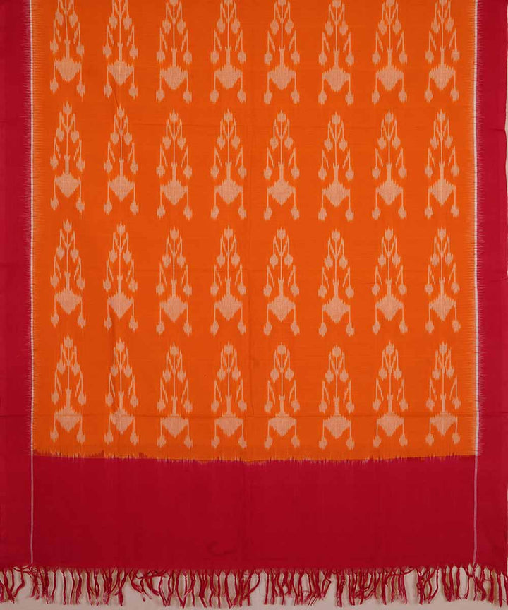 Yellow red handwoven cotton ikat pochampally dupatta