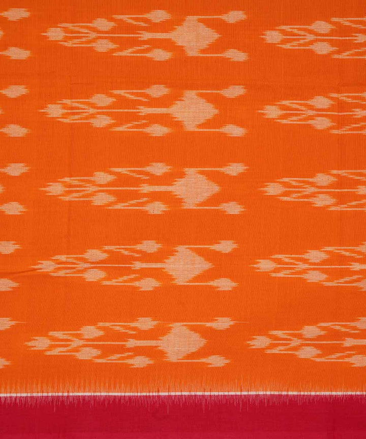 Yellow red handwoven cotton ikat pochampally dupatta