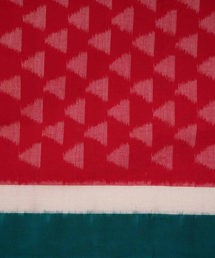 Red blue handwoven cotton ikat pochampally dupatta