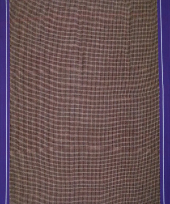 Brown checks and violet borders handwoven cotton patteda anchu saree