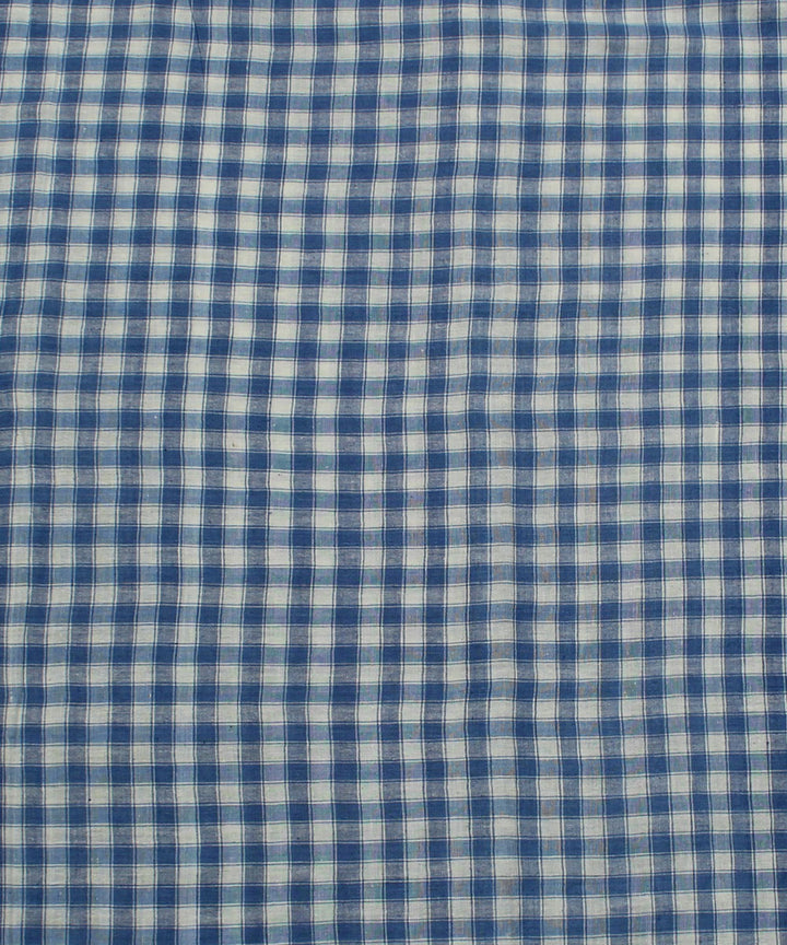 0.8m Sky blue white handwoven cotton checks fabric