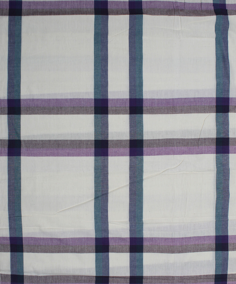 1.9m White handwoven cotton checks fabric