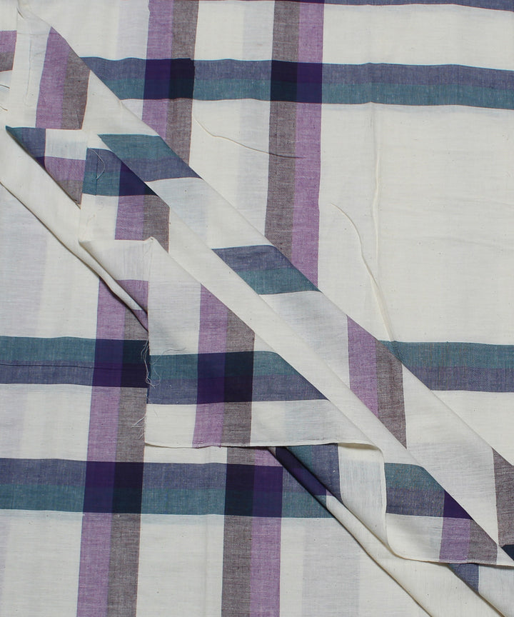 1.9m White handwoven cotton checks fabric