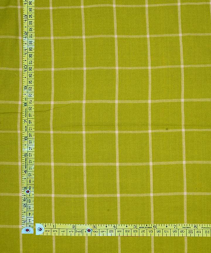 2.5m Green checks handwoven cotton fabric