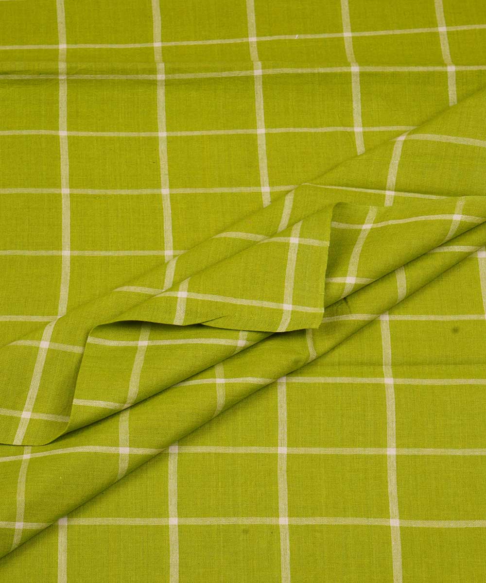 2.5m Green checks handwoven cotton fabric