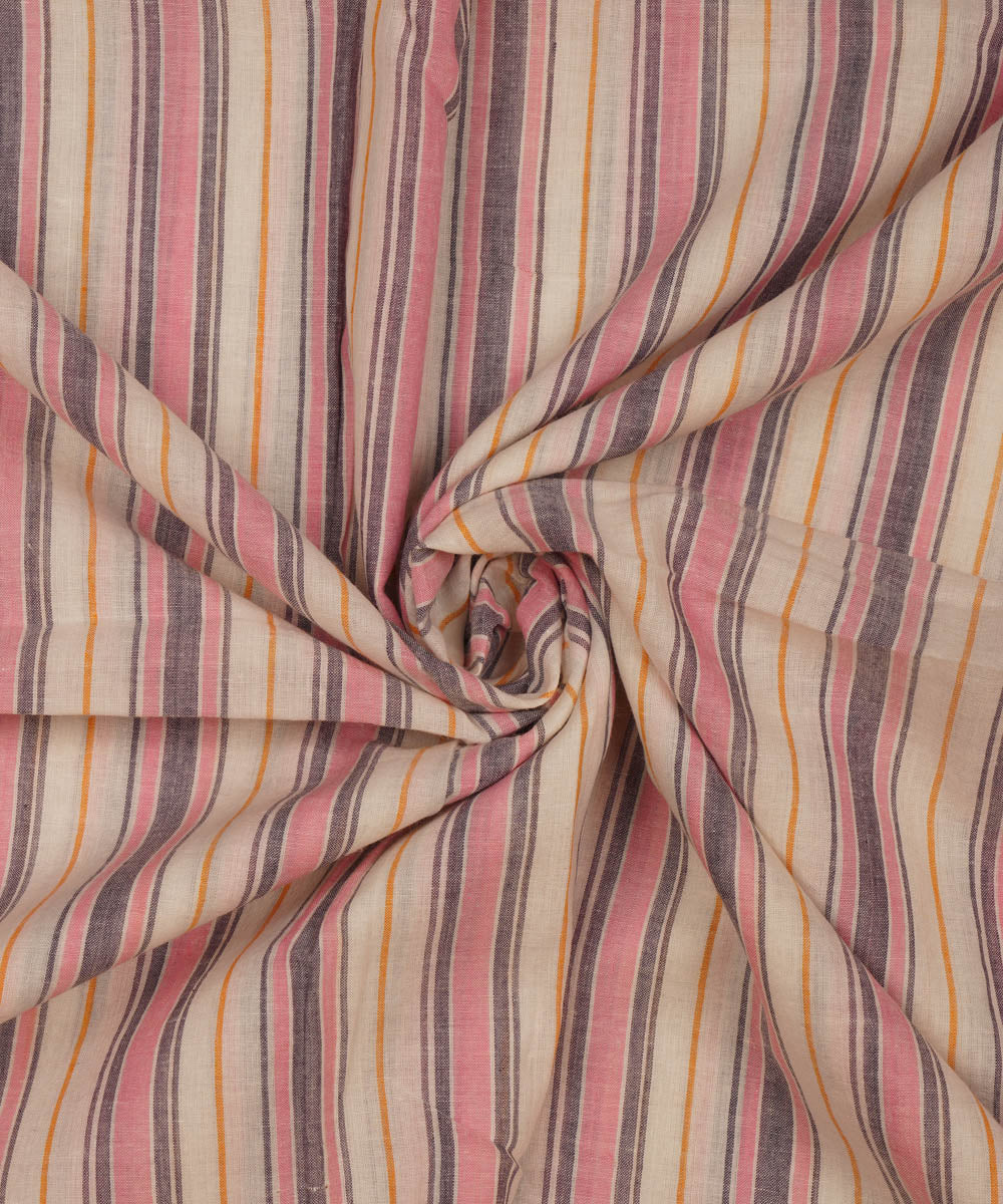 2.5m Multicolour stripes handspun handwoven bengal cotton fabric