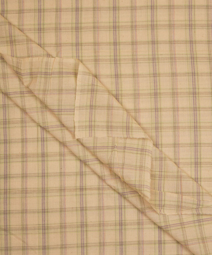 Off white checks handspun handwoven bengal cotton fabric