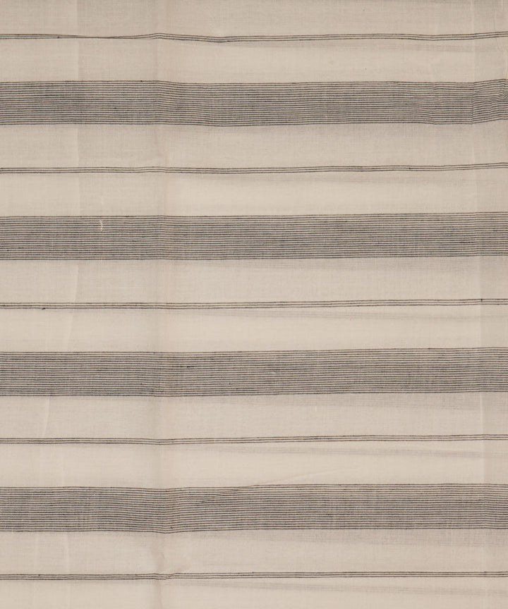 White black stripes handspun handwoven bengal cotton fabric