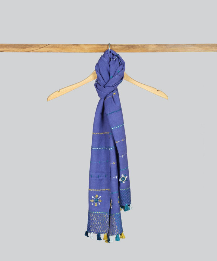 Lambani Hand Embroidery Cotton Lavender Stole