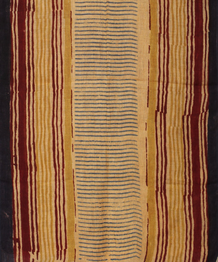 Multicolor linen handblock print stole