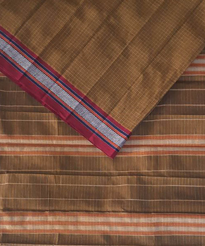 Camel brown handwoven cotton narayanapet saree