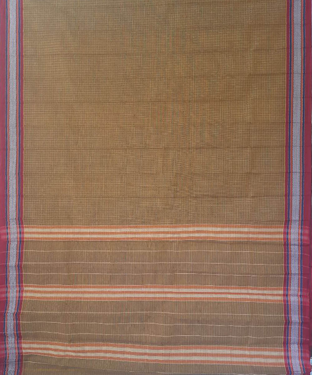 Camel brown handwoven cotton narayanapet saree