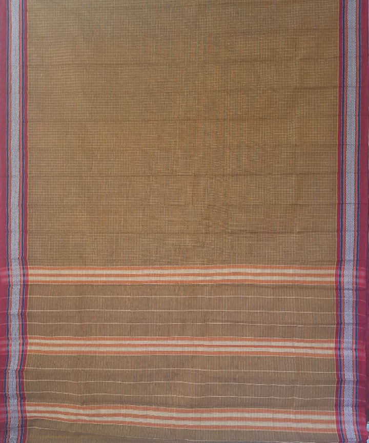 Camel brown handwoven cotton narayanapet saree