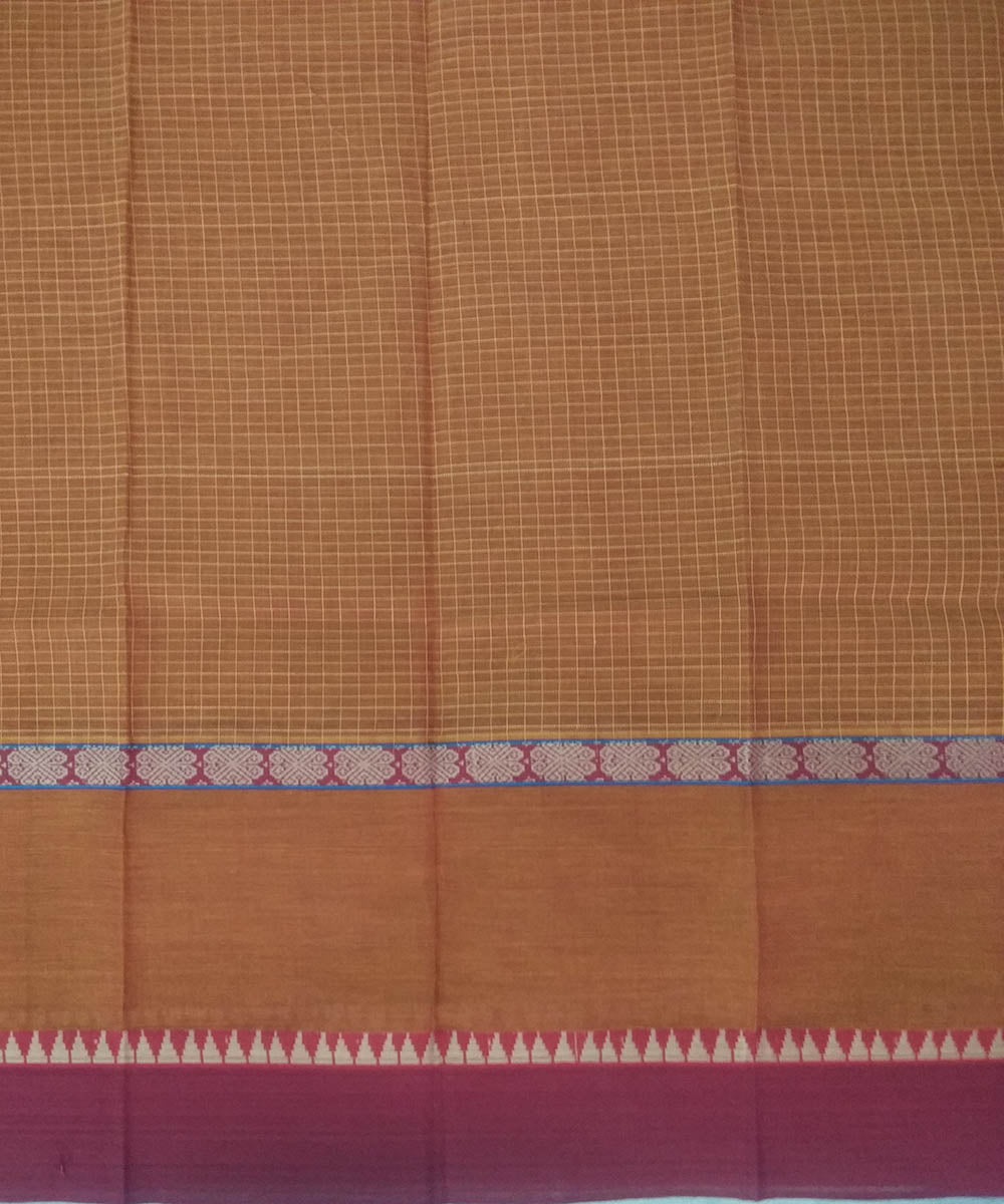 Light brown violet handwoven cotton narayanapet saree