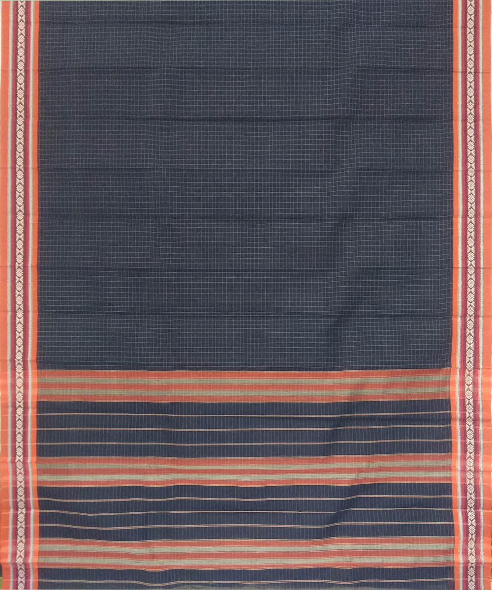 Black peach handwoven cotton narayanapet saree