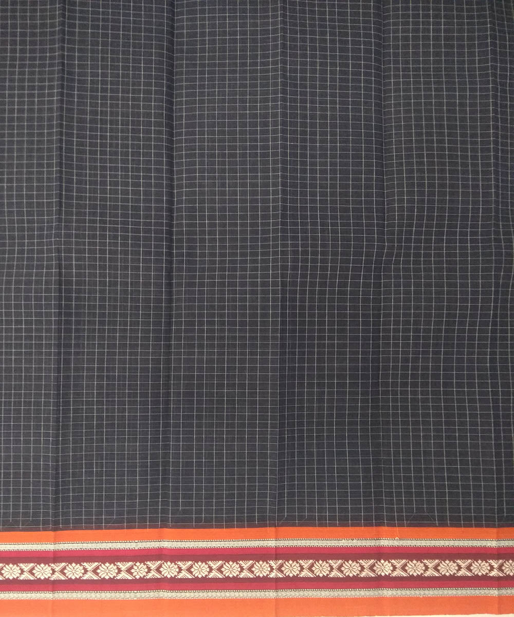 Black peach handwoven cotton narayanapet saree