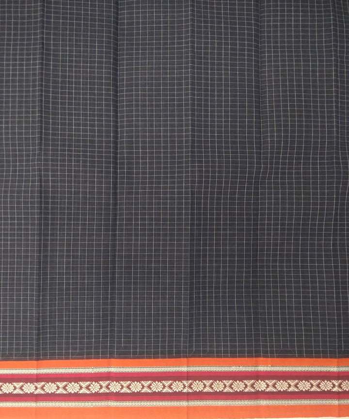 Black peach handwoven cotton narayanapet saree