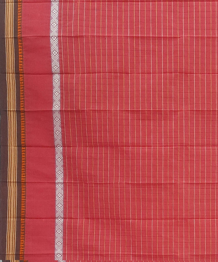 Peach pink cotton handwoven narayanpet saree