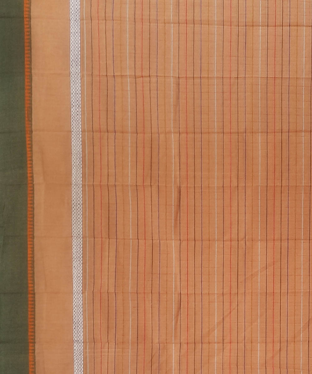 Light orange cotton handwoven narayanpet saree