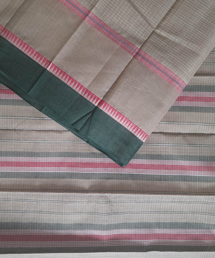 Grey handwoven cotton narayanpet saree