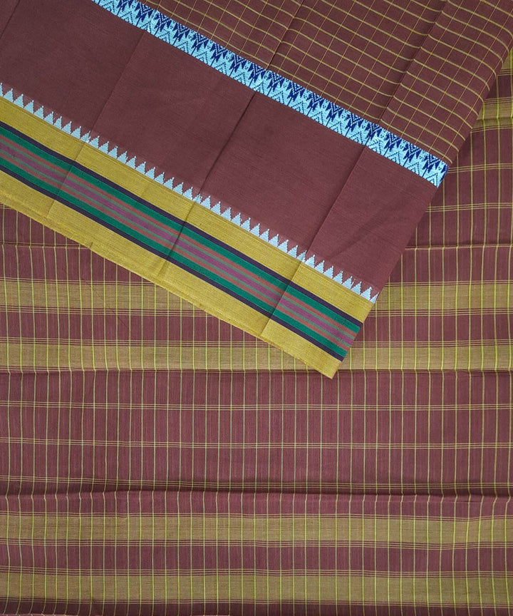 Brown cotton handwoven narayanpet saree