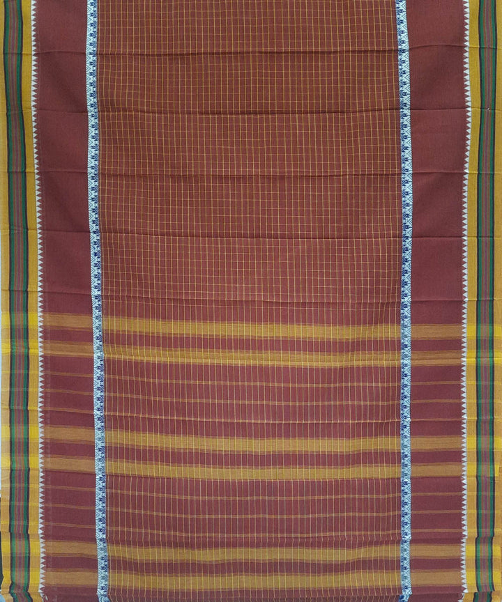 Brown cotton handwoven narayanpet saree