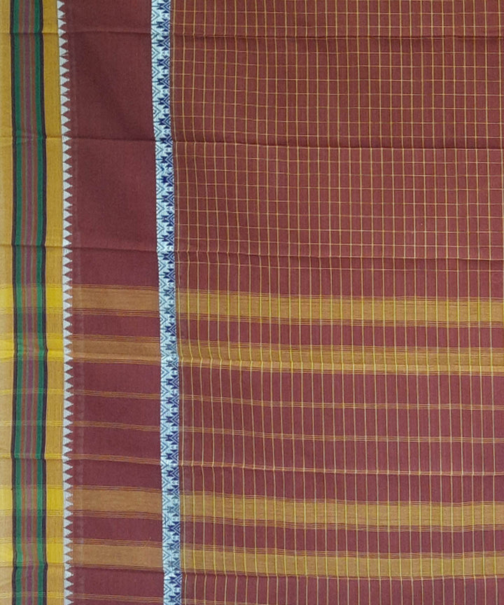 Brown cotton handwoven narayanpet saree