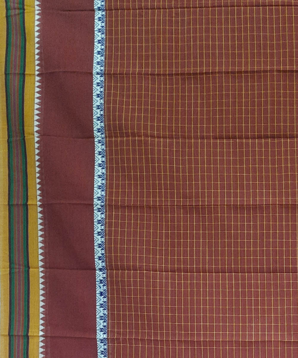 Brown cotton handwoven narayanpet saree