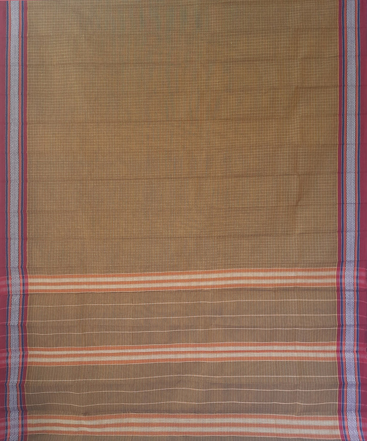 Brown pink handwoven cotton narayanpet saree