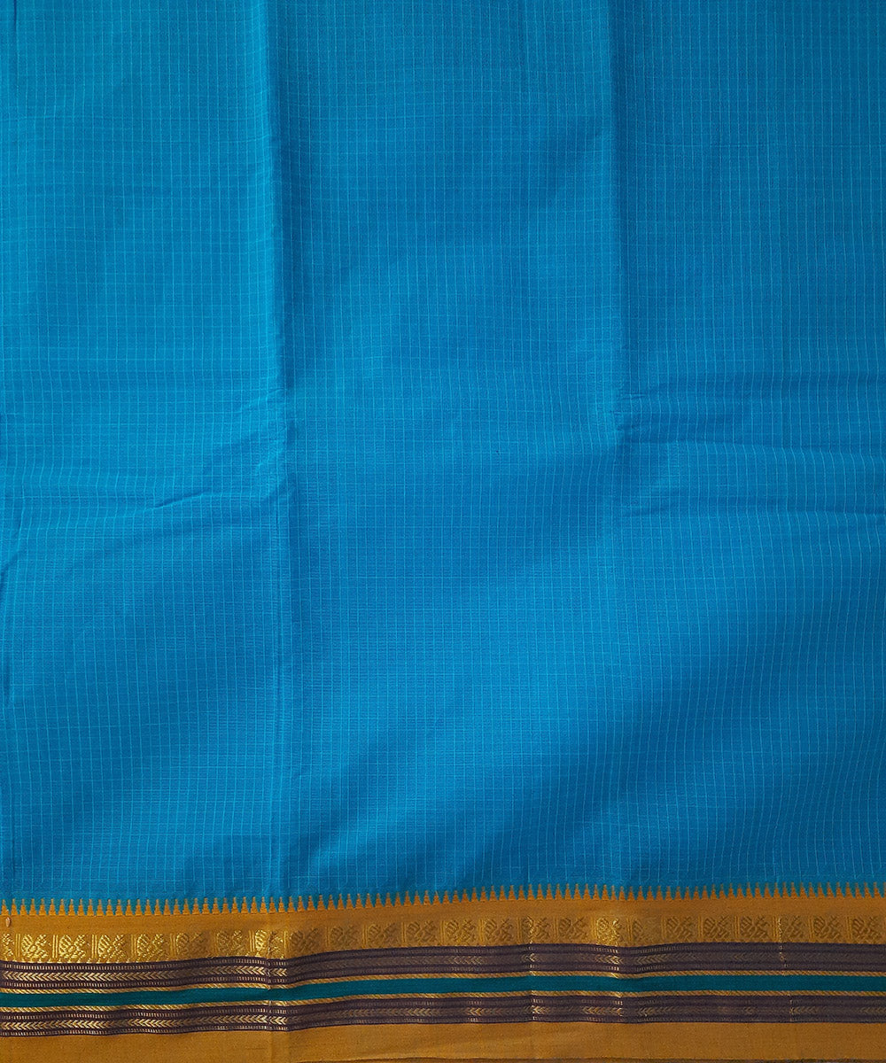 Blue yellow handwoven cotton narayanpet saree