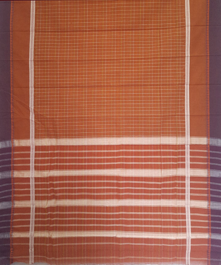 Orange violet handwoven cotton narayanpet saree