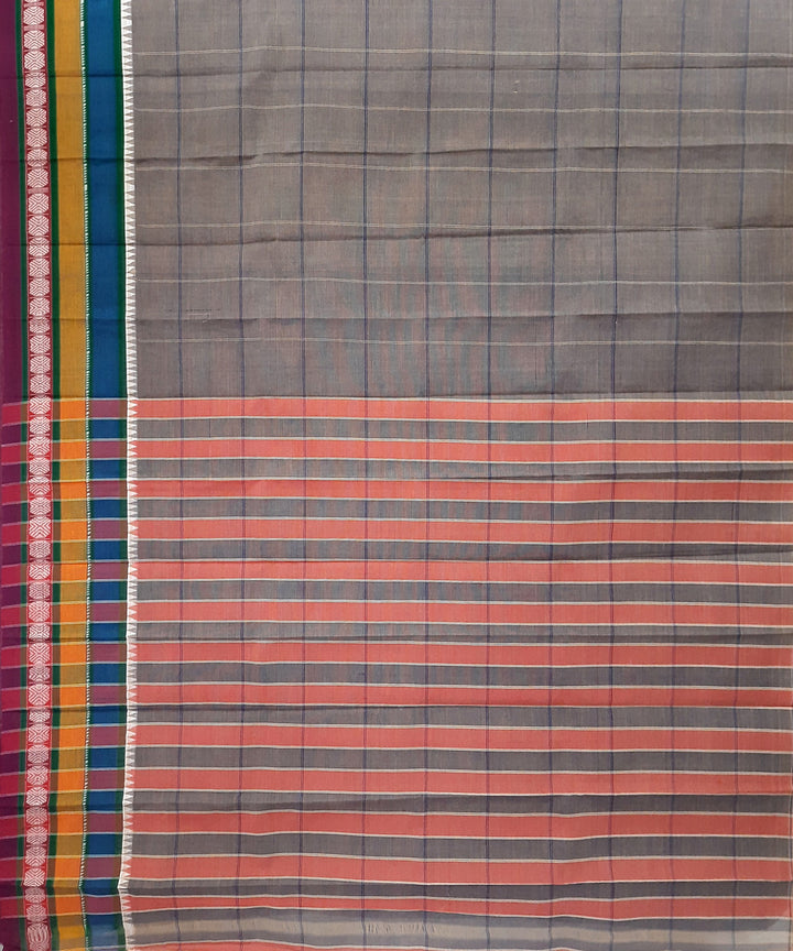 Grey multicolor handwoven cotton narayanpet saree