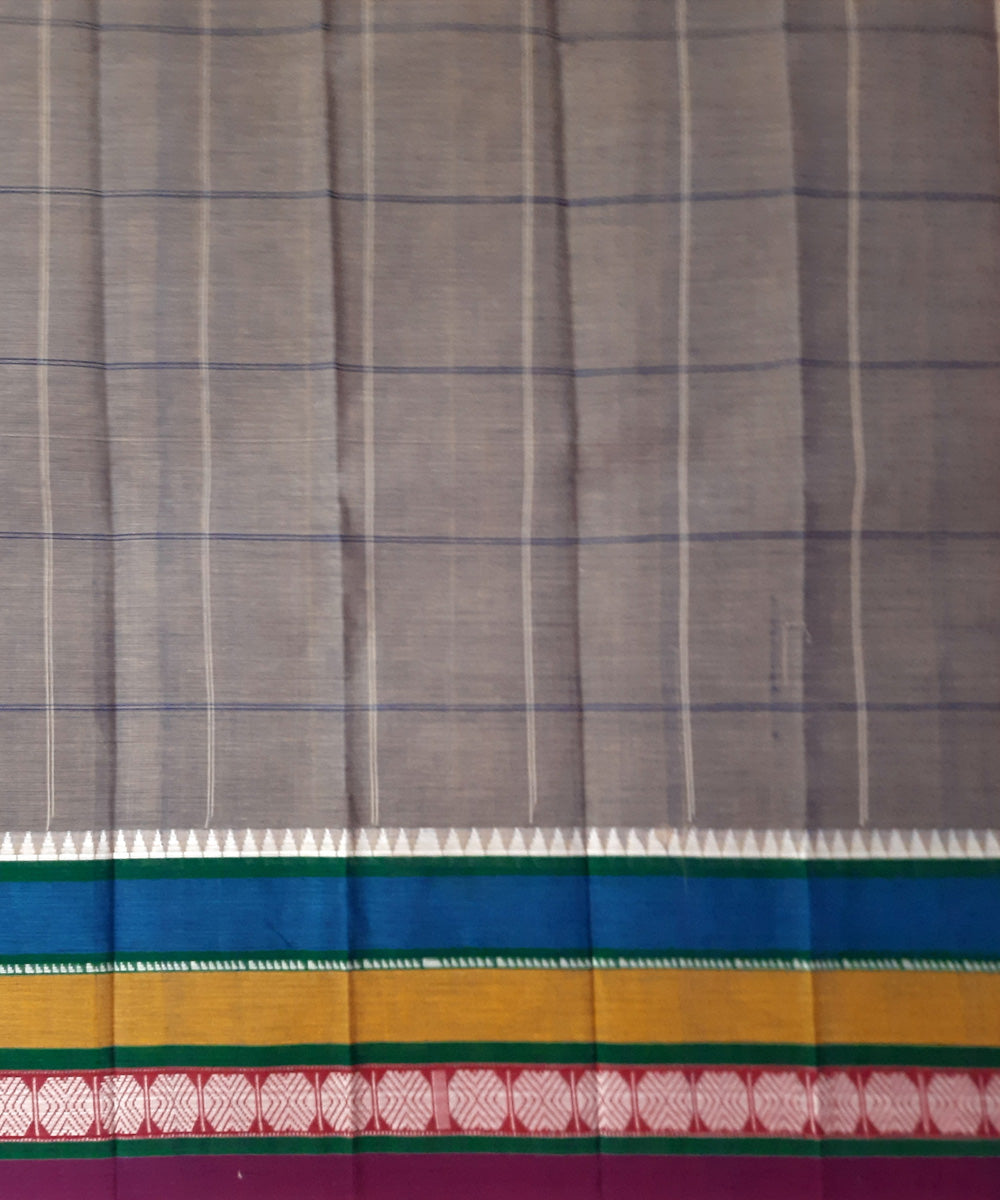 Grey multicolor handwoven cotton narayanpet saree