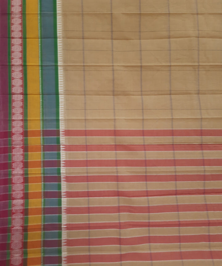 Brown multicolor handwoven cotton narayanpet saree