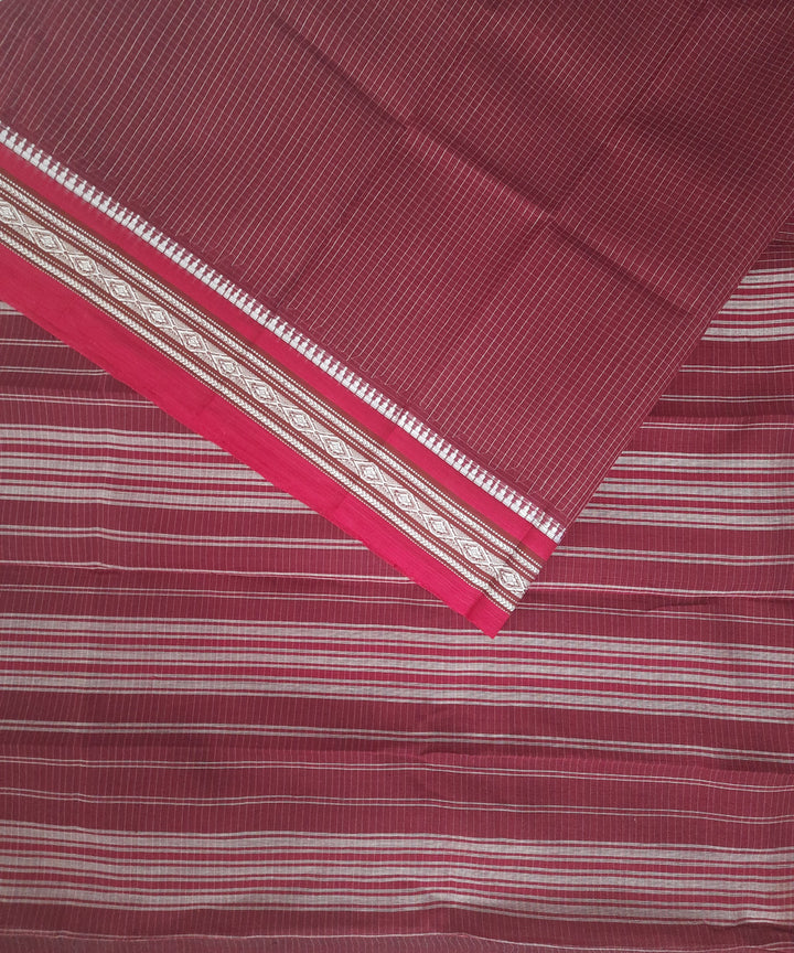 Maroon red handwoven cotton narayanpet saree