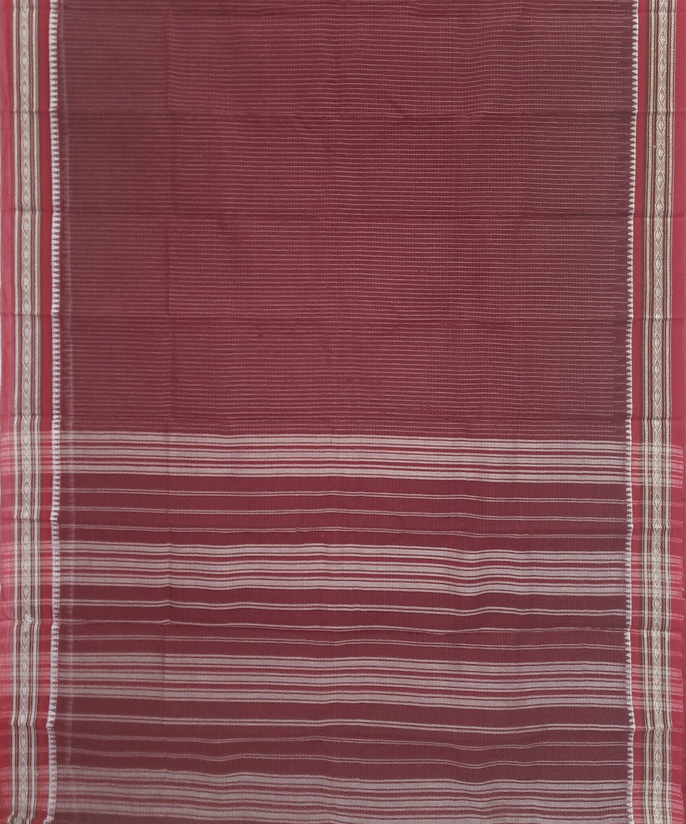Maroon red handwoven cotton narayanpet saree