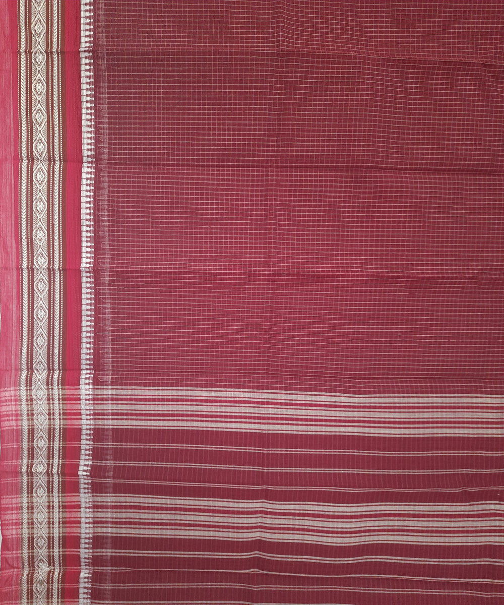 Maroon red handwoven cotton narayanpet saree