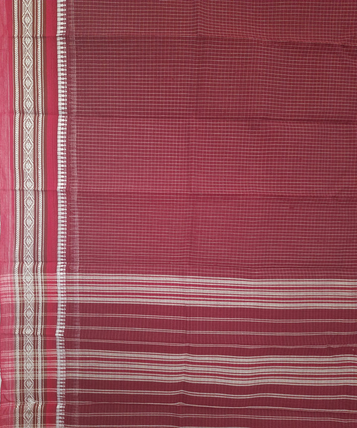 Maroon red handwoven cotton narayanpet saree