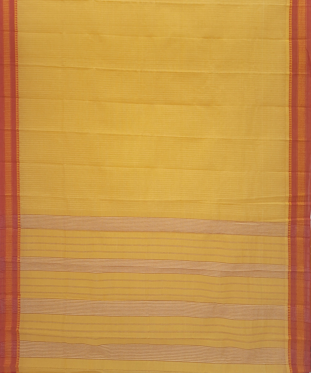 Yellow red handwoven cotton narayanpet saree
