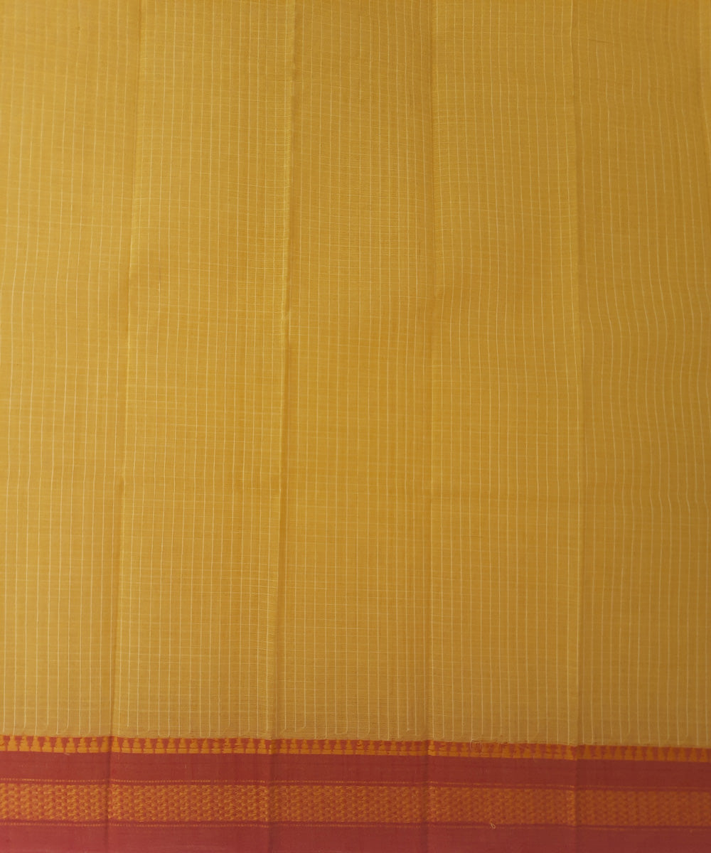 Yellow red handwoven cotton narayanpet saree