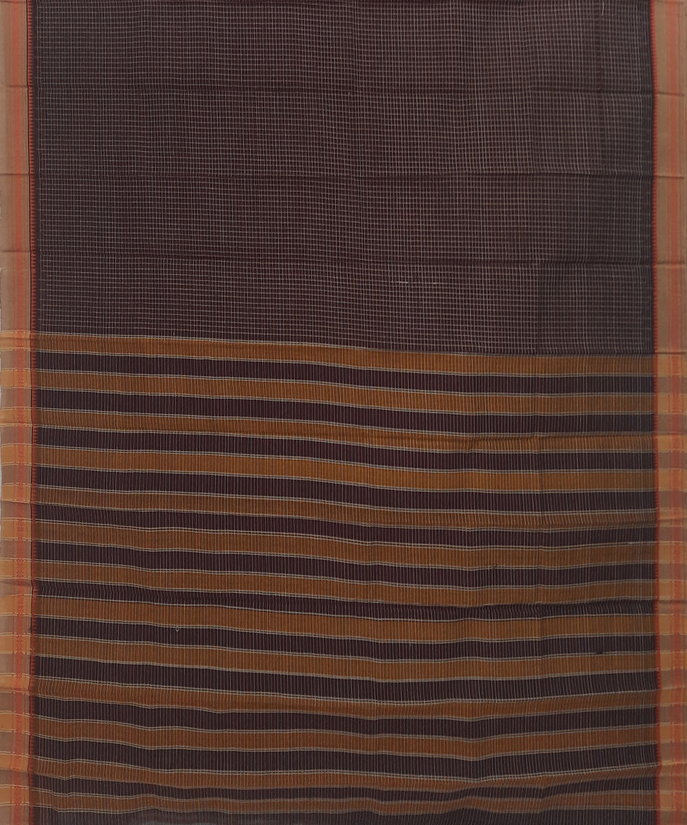 Brown yellow handloom cotton narayanpet saree