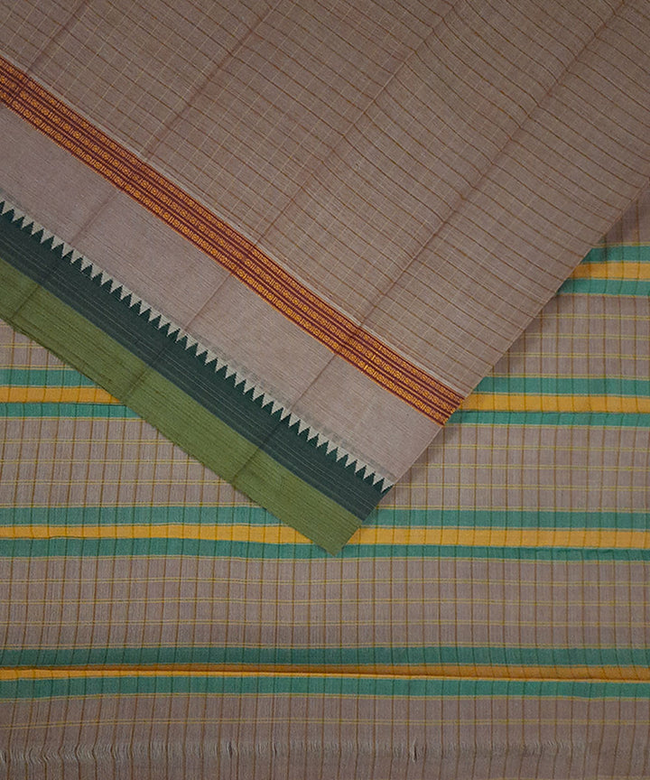 Brown handwoven cotton narayanpet saree