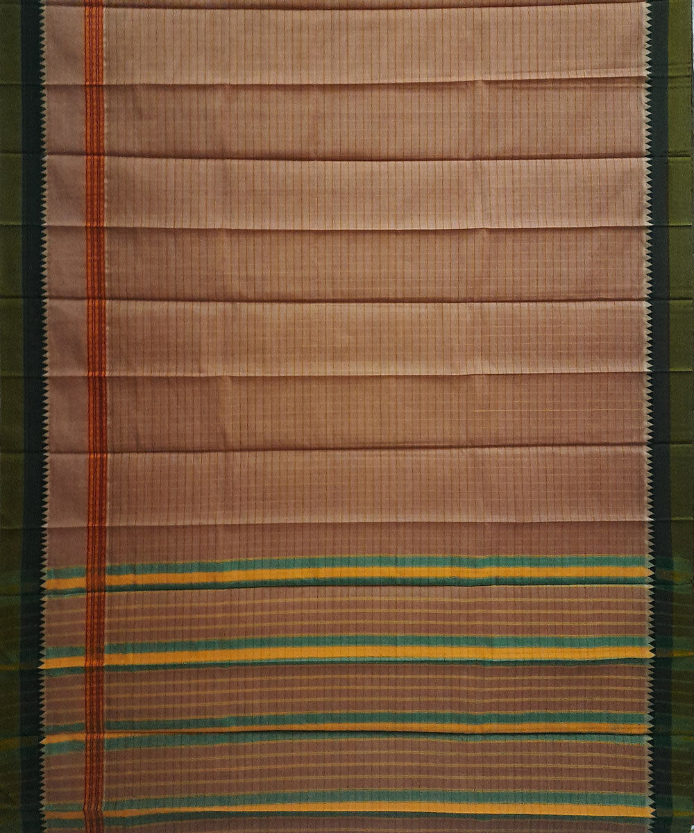 Brown handwoven cotton narayanpet saree