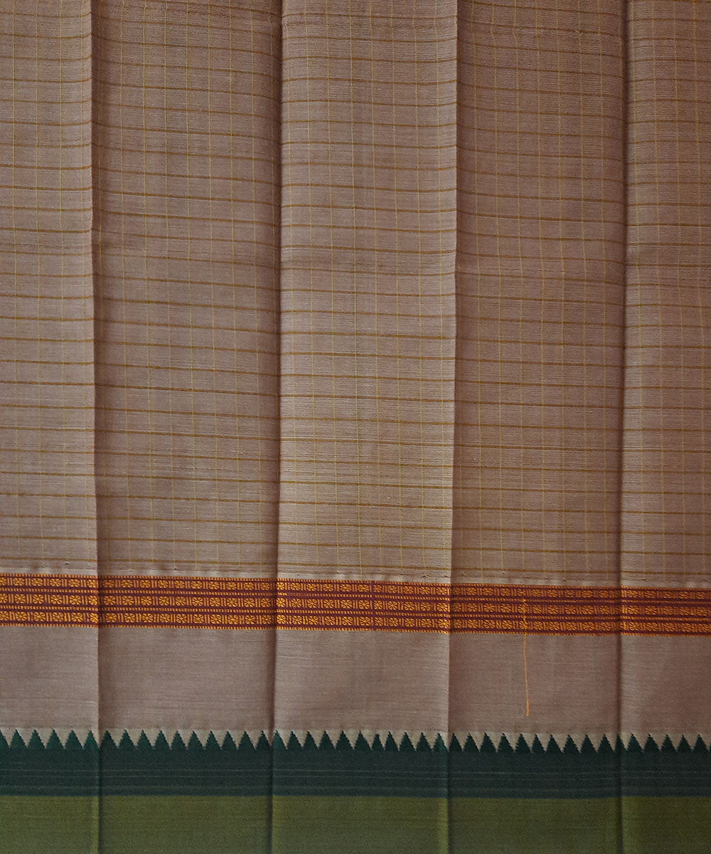 Brown handwoven cotton narayanpet saree