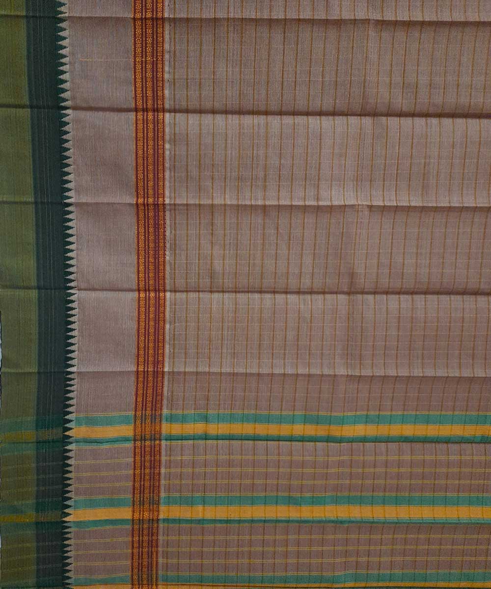 Brown handwoven cotton narayanpet saree