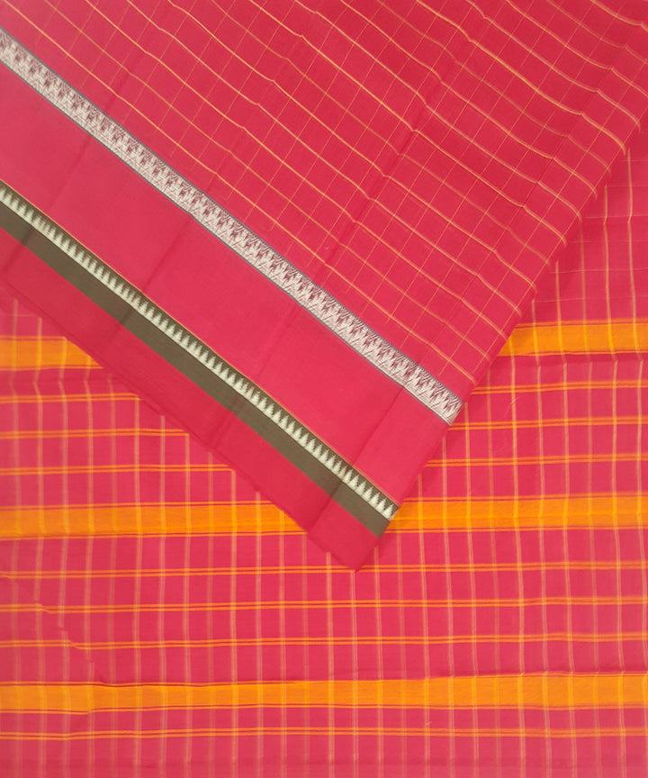 Pink handwoven narayanpet cotton saree